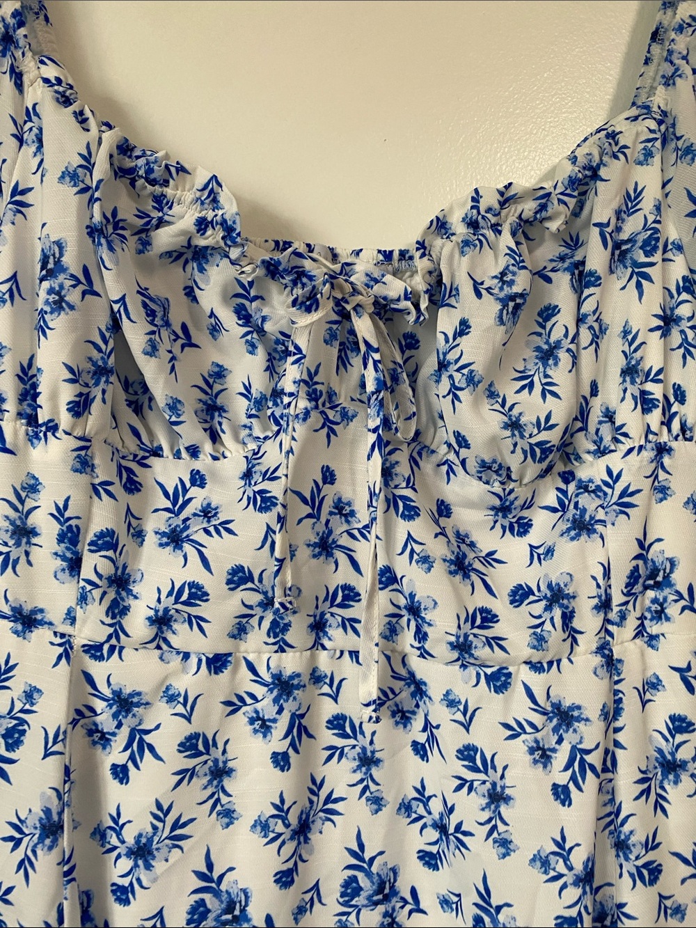 Baltic Born Gwen Smocked Midi Dress Blue Floral Midi puff sleeve XL - Picture 3 of 12